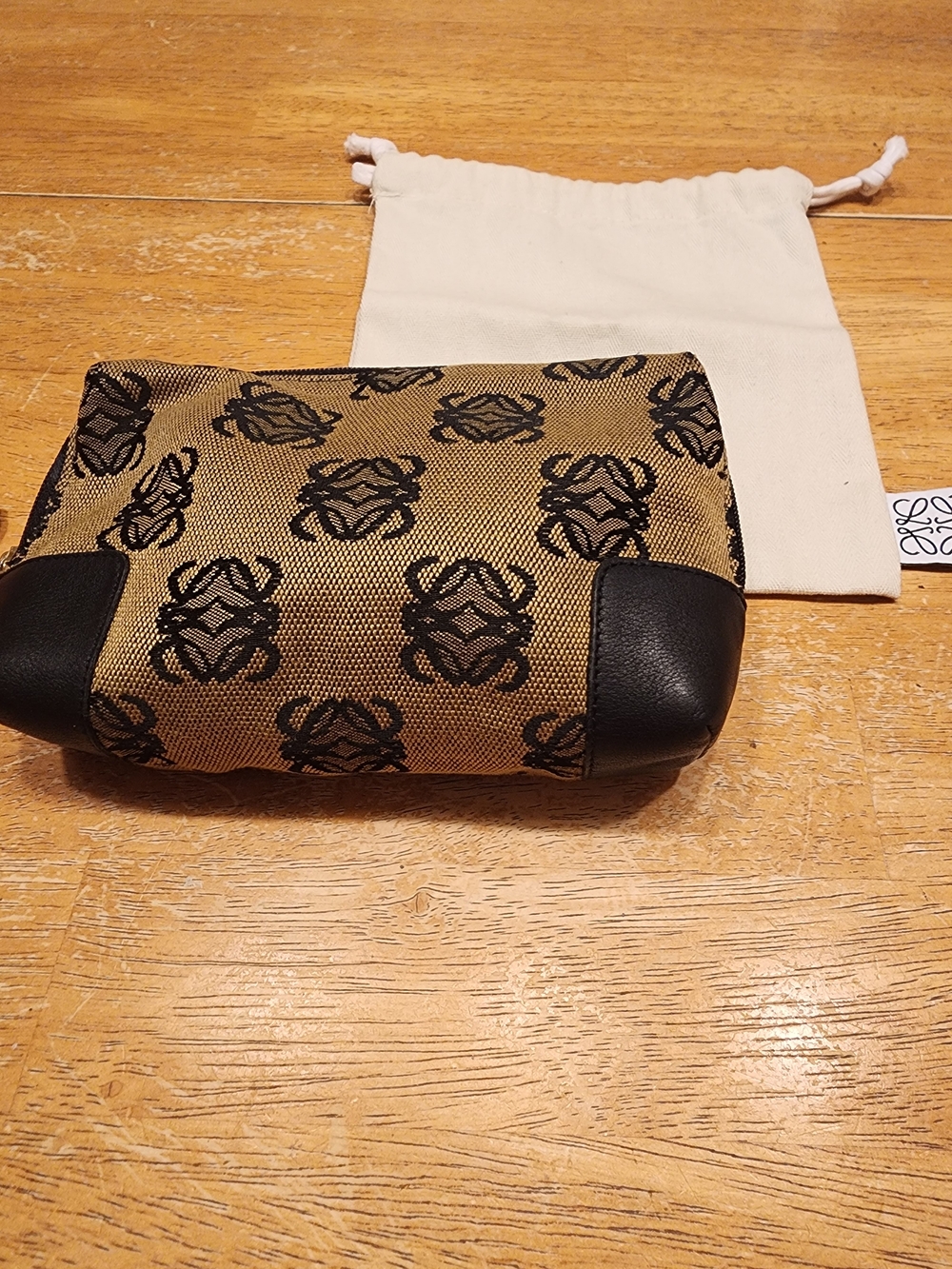 vintage Loewe Anagram Pouch iconic jacquard canvas and Leather Corners